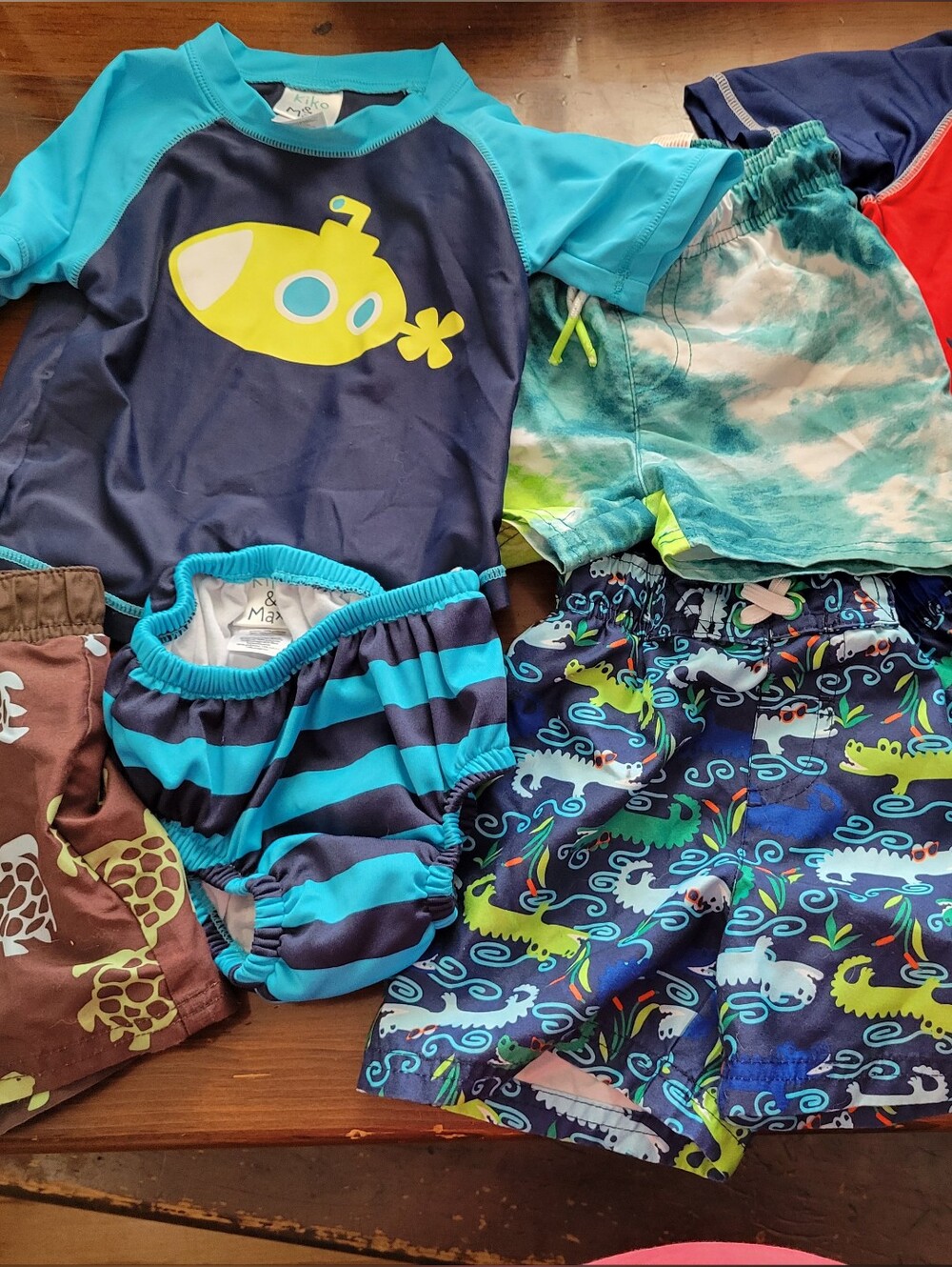 Boys Bathing Suits, 2 Tops And 5 Bottoms, 18m